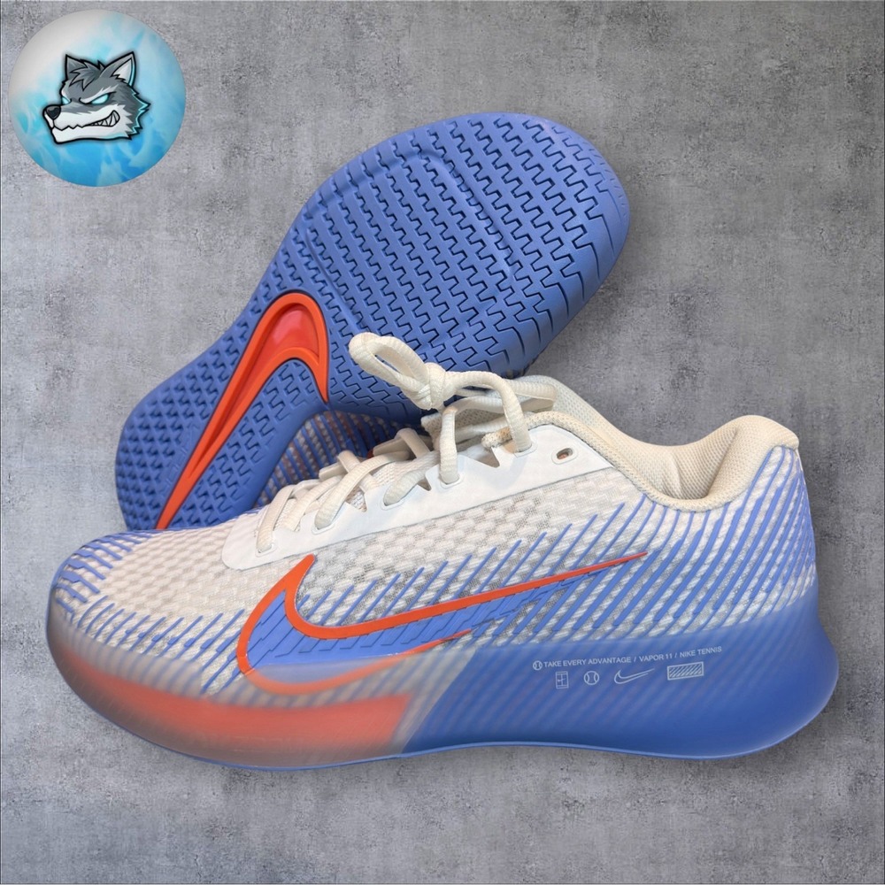 NikeCourt Air Zoom Vapor 11 Tennis Shoes White Blue Women's Size 8 DR6965-106